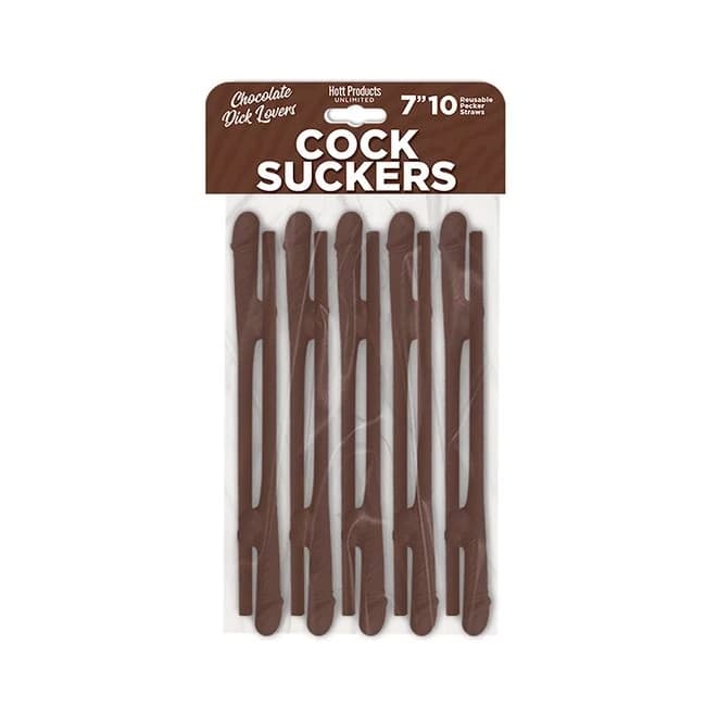 COCK SUCKERS PECKER STRAWS CHOCOLATE LOVERS 10PK - Image 1