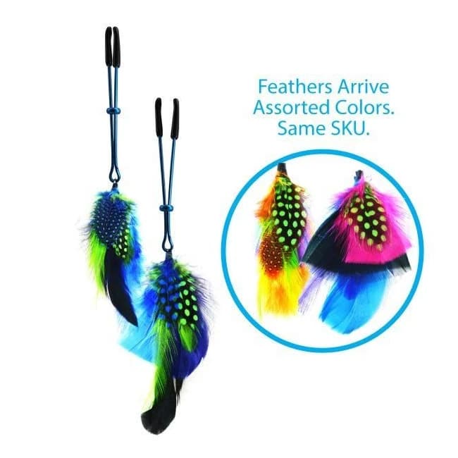 Colored Feather Blue Tweezer End Nipple Clamps, image 1