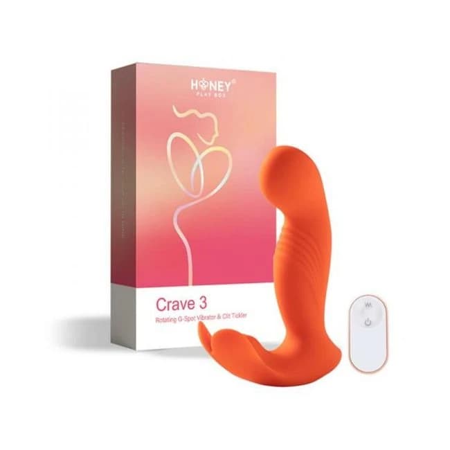 Crave 3 G-Spot Vibrator with Rotating Massage Head and Clit Tickler Orange, image 1