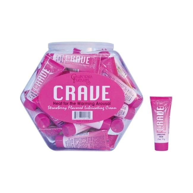 Crave Heat (warming) Strawberry Flavored Lubricating Cream (bowl of 36) - Image 1 Crave Heat (warming) Strawberry Flavored Lubricating Cream (bowl of 36) - Image 1