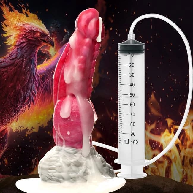Creature Cocks Resurrector Phoenix Squirting Silicone Dildo - Red/white, image 1