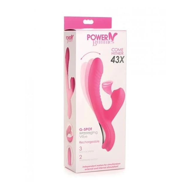Curve Novelties Power Bunnies Come Hither Suction Vibrator - Pink, image 1