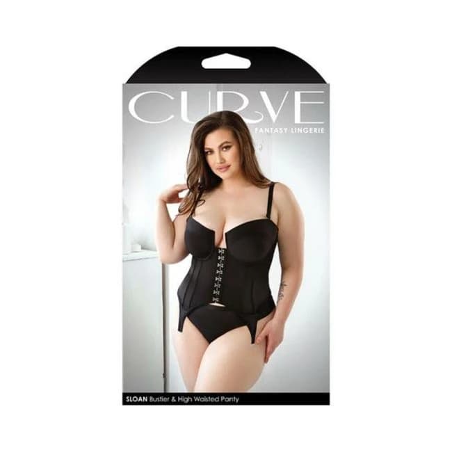 Curve Sloan Cropped Bustier with Molded Cups & High-Waisted Panty 1x/2x Black, image 1