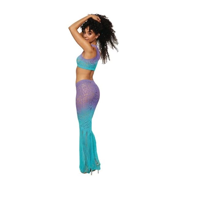 Seamless Crochet Patterned Bralette & Maxi Skirt Wisteria /Ocean O/S, image 1