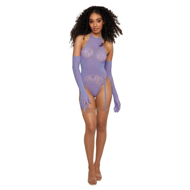 Seamless Garter Teddy W/ G Glove Set Wisteria O/S, image 1