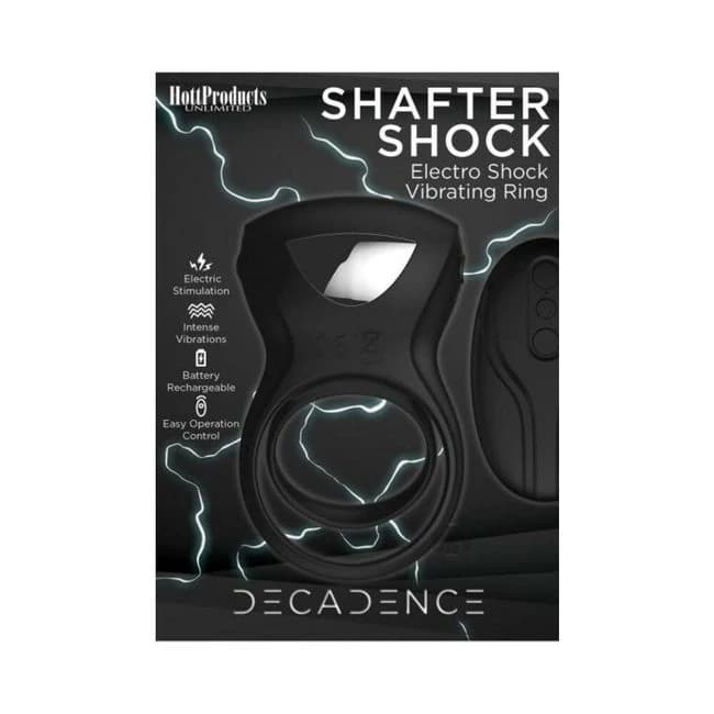 Decadence Shafter Shock E-Stim Cock Ring Black, image 1