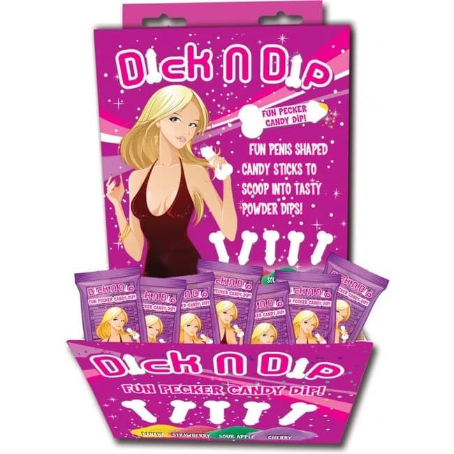 Dick N Dip Pecker Candy Fun Dip Asst Flavors 40pc Display - Image 1