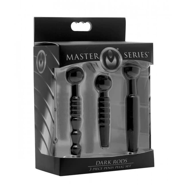 Master Series Dark Rods 3 Piece Penis Plug Set Silicone, image 1