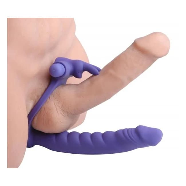 Double Delight Dual Penetration Vibrating Rabbit C Ring, image 1