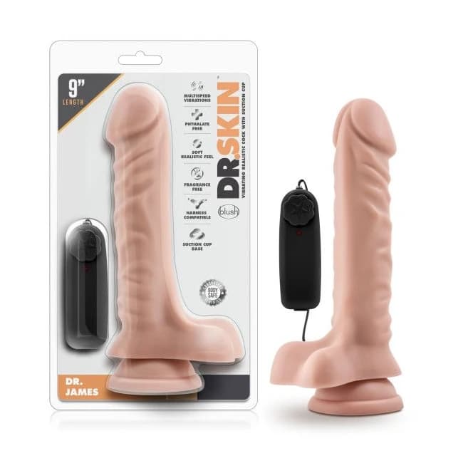 Dr Skin Dr. James 9in Vibrating Cock W/ Suction Cup Vanilla, image 1