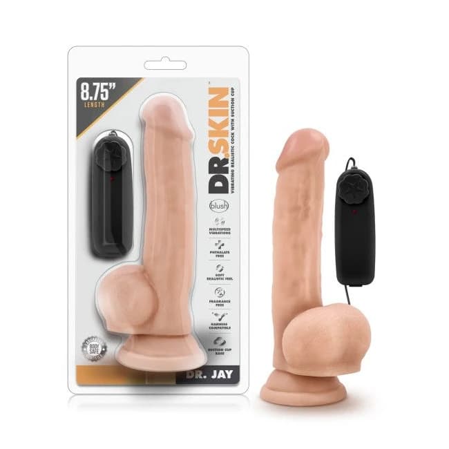 Dr Skin Dr Jay 8.75in Vibrating Cock W/ Suction Cup Vanilla, image 1