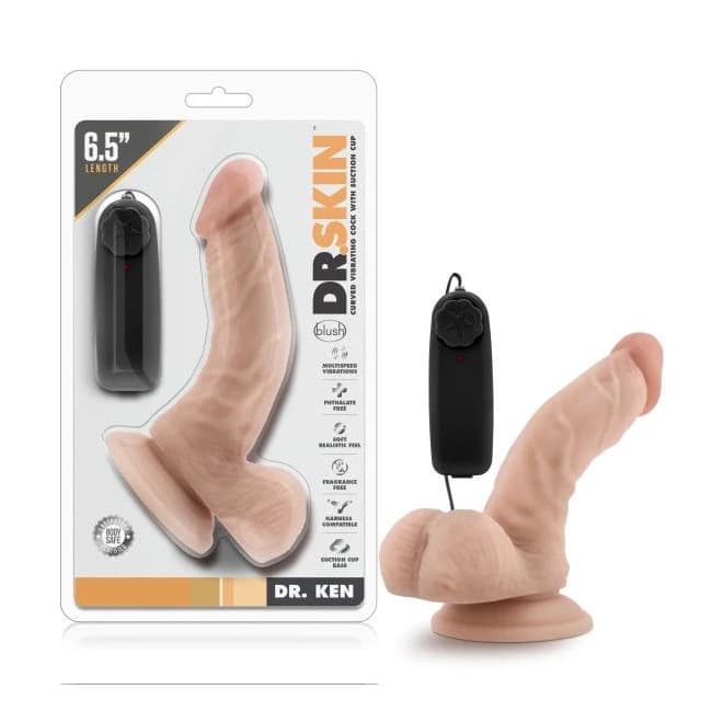 Dr Skin Dr Ken 6.5in Vibrating Cock W/ Suction Cup Vanilla, image 1
