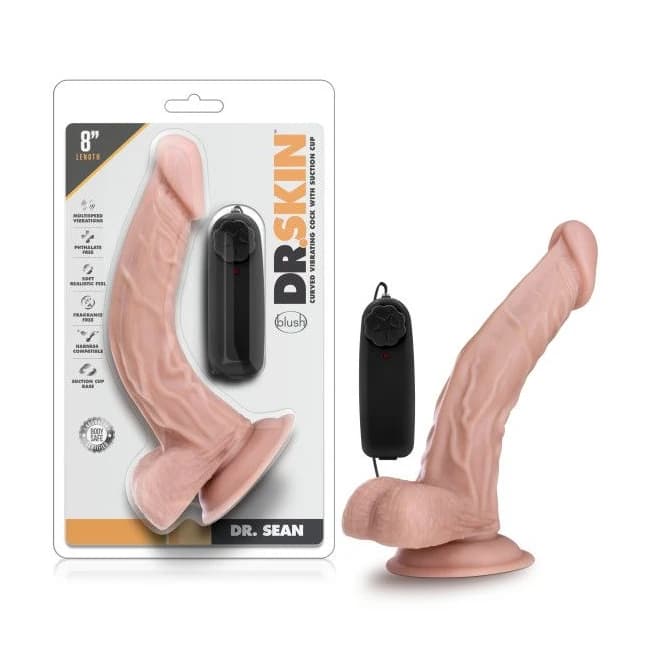 Dr Skin Dr Sean 8in Vibrating Cock W/ Suction Cup Vanilla, image 1