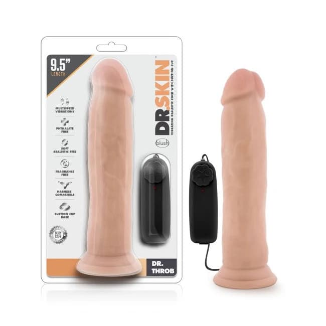 Dr Skin Dr Throb Vibrating Cock W/ Suction Cup, image 1