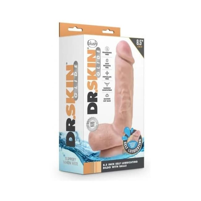 Dr. Skin Glide 8.5" Self-Lubricating Dildo with Balls, image 1