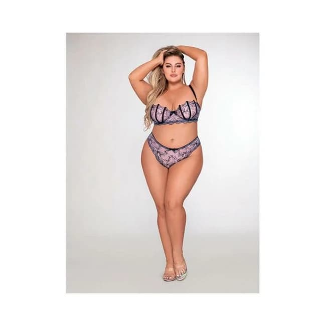 Dreamgirl Shell Bra Set and Matching G-String Set Lavender, image 1