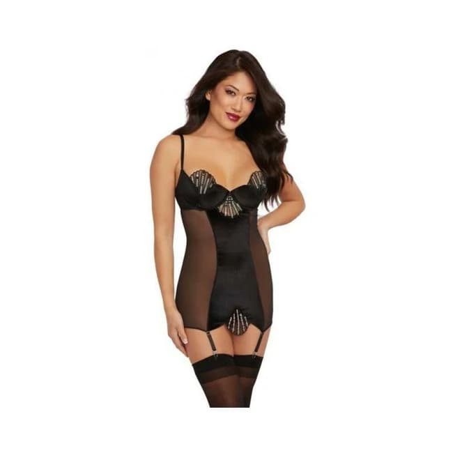 Dreamgirl Stretch Velvet Garter Slip, image 1