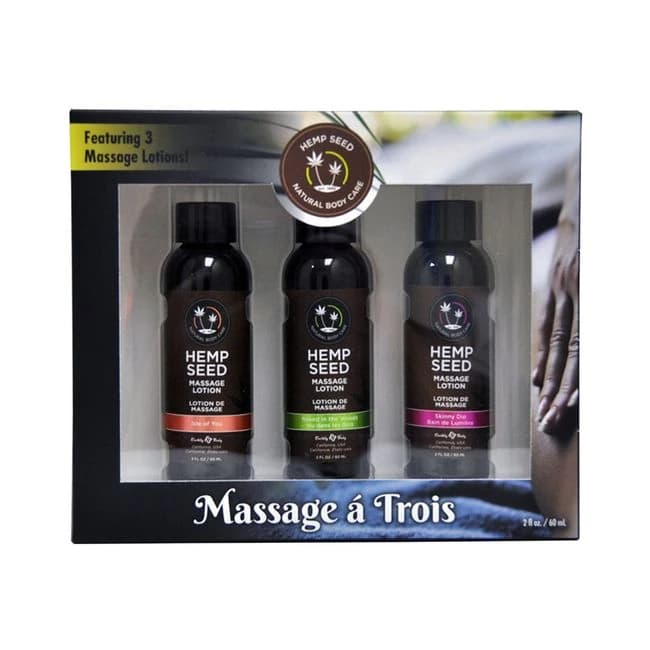 Earthly Body Gift Set Massage a Trois Includes: 2oz Isle of You Massage Lotion, 2oz Skinny Dip Massa, image 1