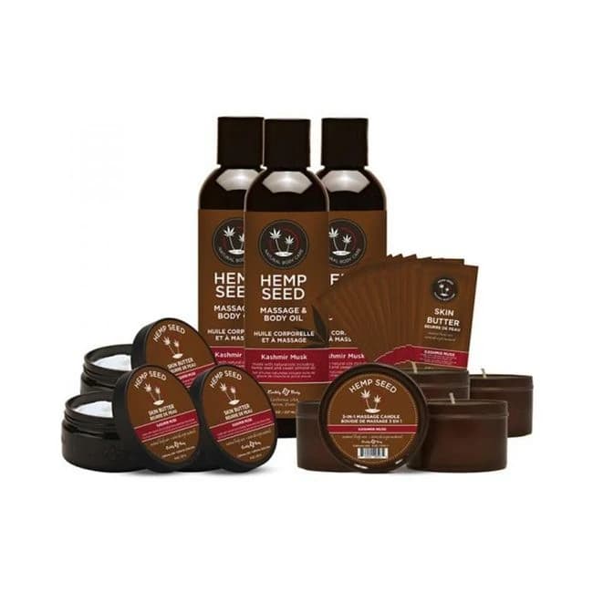 Earthly Body Hemp Seed New Fragrance Prepack in Kashmir Musk Includes: 3 of Each Skin Butter 8 Oz.,, image 1