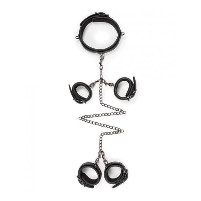 Easy Toys Fetish Set Collar, Ankle & Wrist Cuffs Black, image 1