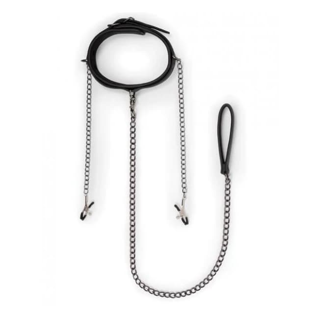 Easy Toys Lead & Nipple Clamps, Collar Restraint Set Black, image 1