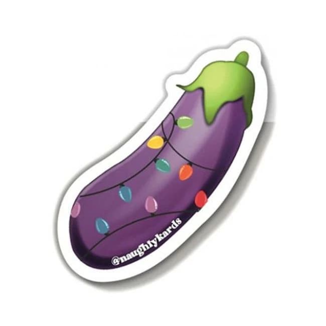 Egg Plant Lit Holiday Sticker - Pack of 3 - Image 1 Egg Plant Lit Holiday Sticker - Pack of 3 - Image 1