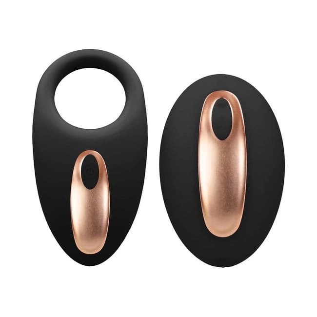 Elegance Dual Poise Vibrating Cock Ring & Remote Black, image 1