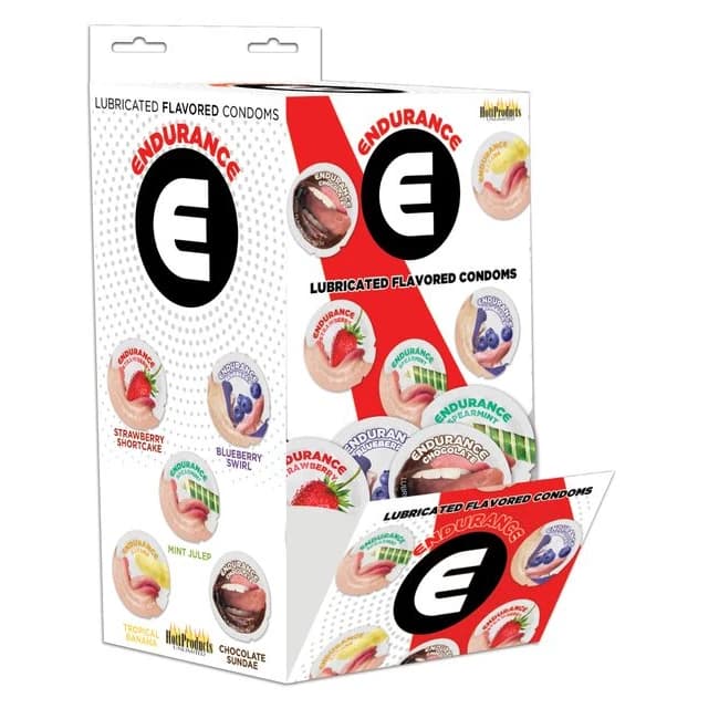 Endurance Flavored Condoms Asst Flavors 144 Pcs Wall Mount - Image 1 Endurance Flavored Condoms Asst Flavors 144 Pcs Wall Mount - Image 1
