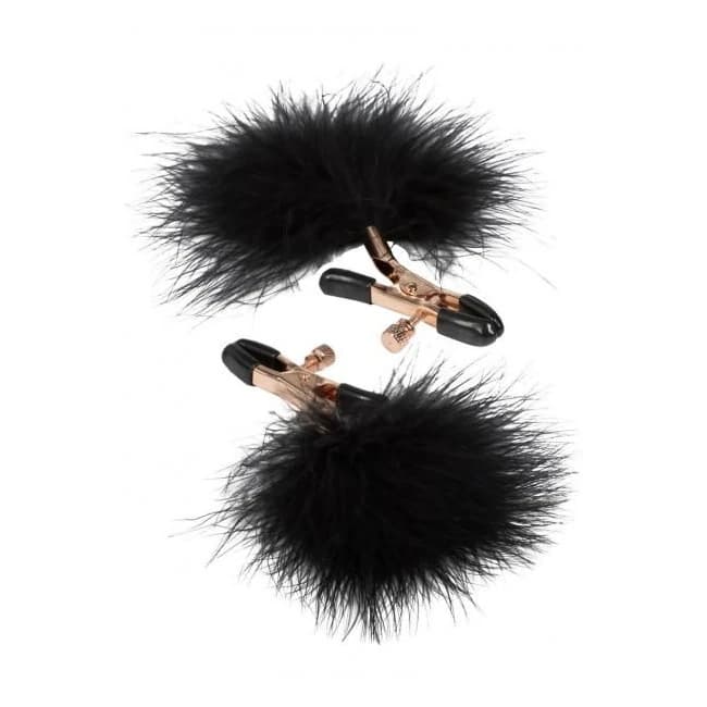 Entice Feather Nipplettes Nipple Clamps Black, image 1