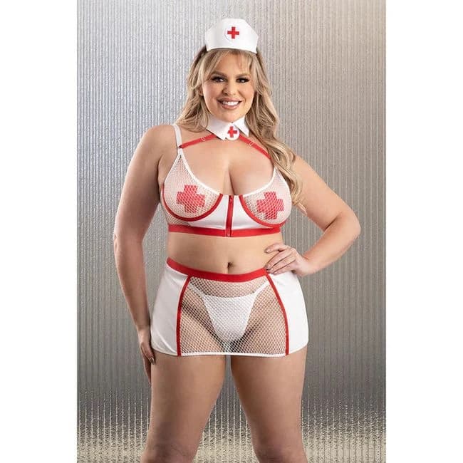 Fantasy Lingerie Perfect Health 5-Piece Nurse Costume Set White/4xl, image 1