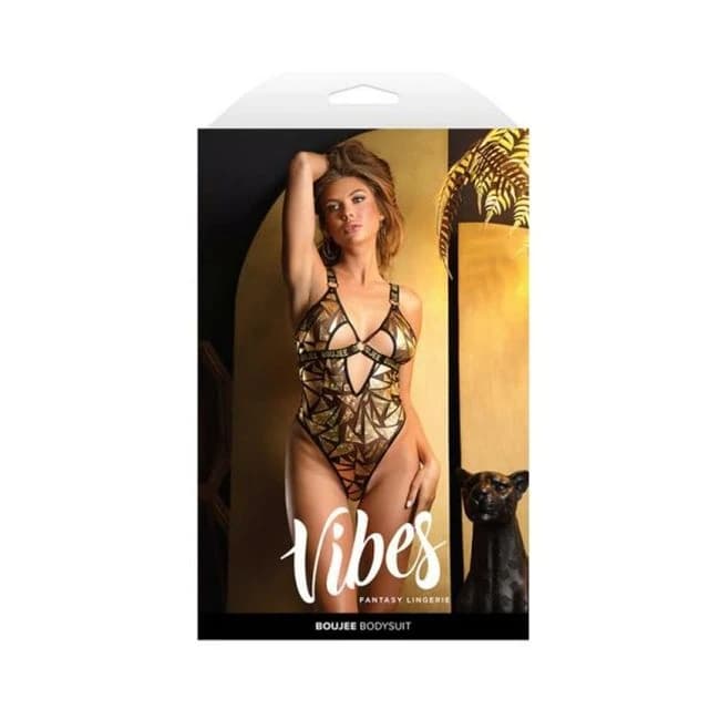 Fantasy Lingerie Vibes Boujee Cut-Out Shattered Foil Mesh Bodysuit, image 1
