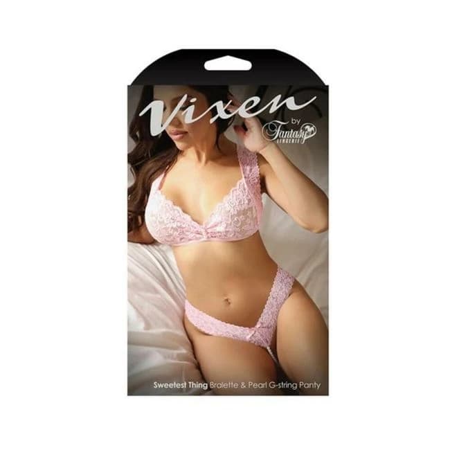 Fantasy Lingerie Vixen Sweetest Thing Lace Bralette & Pearl G-String Panty, image 1
