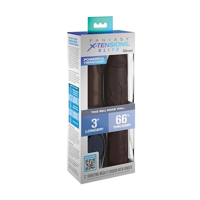 Fantasy X-Tensions Elite 9in Sleeve W/ Vibrating Plug Brown, image 1