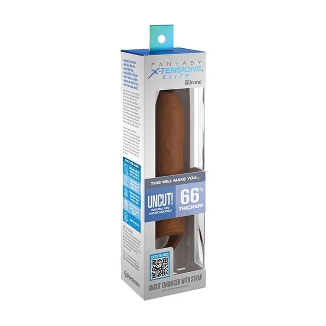 Fantasy X-tensions Elite Uncut 7in Sleeve W/ Strap Tan - Image 1 Fantasy X-tensions Elite Uncut 7in Sleeve W/ Strap Tan - Image 1
