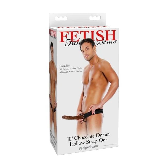 Fetish Fantasy 10in Chocolate Dream Hollow Strap on, image 1