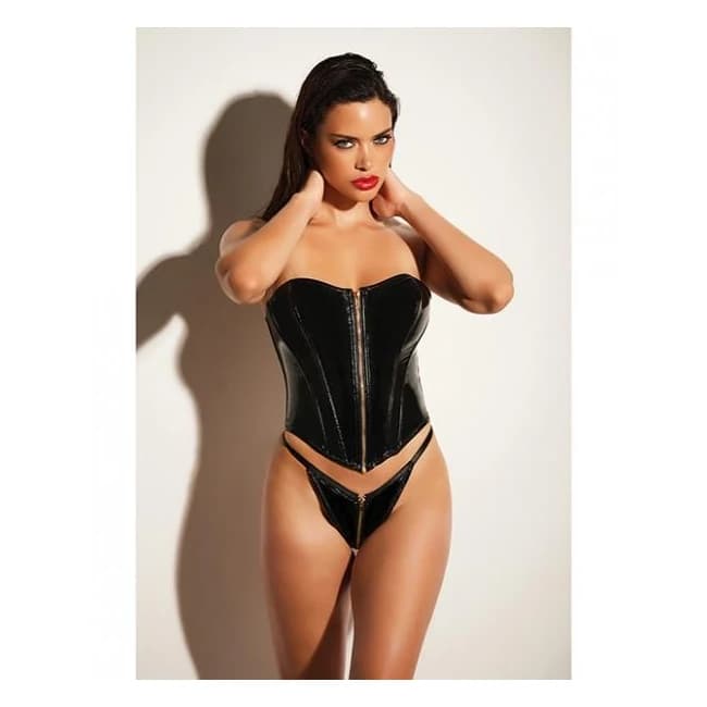 Fetish Rider Vinyl Bustier w/ Front Zipper & Panty, image 1