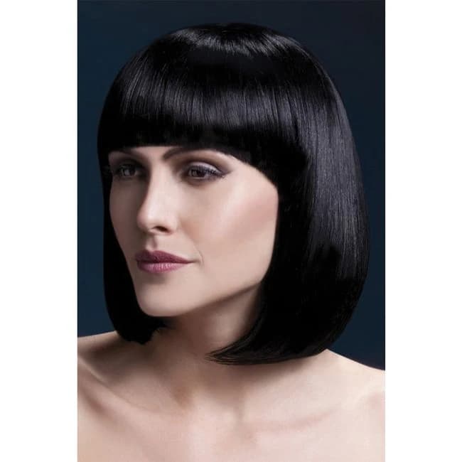 Fever Smiffys Elise Wig Sleek Bob with Fringe-Black 13, image 1