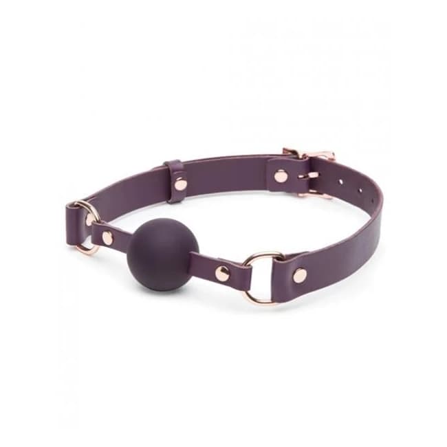 Fifty Shades Cherished Leather Ball Gag Purple - Image 1 Fifty Shades Cherished Leather Ball Gag Purple - Image 1