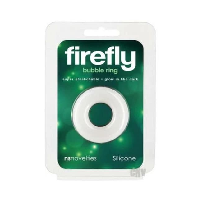 Firefly Glow in the Dark Bubble Cock Ring - Small, White, image 1