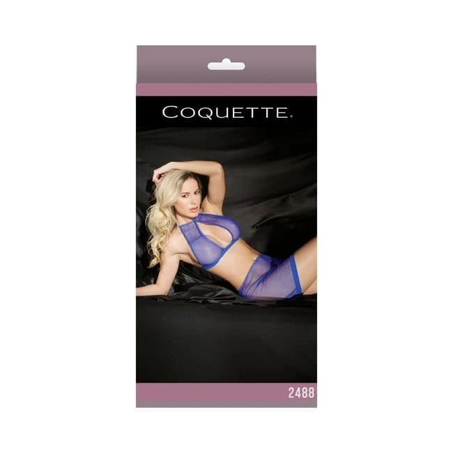 Fishnet Halter Top & High Waisted Skirt Cobalt Os, image 1