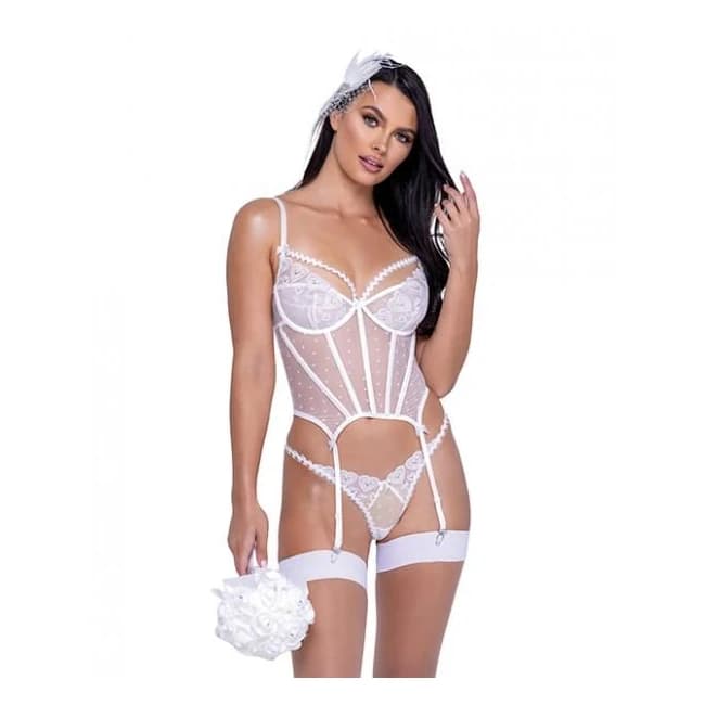 Forever Yours Embroidered Bustier & Thong, image 1