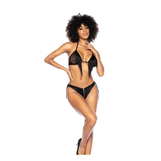 Fringe Halter Top & Open Back Bottom w/ Front Zipper, image 1
