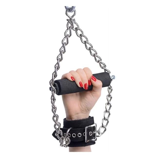 Fur Lined Nubuck Leather Suspension Cuffs with Grip, image 1