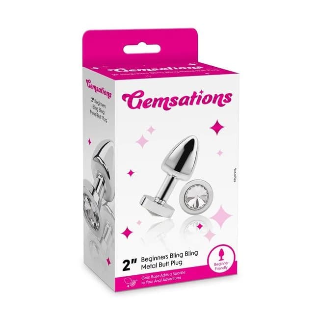 Gemsations 2" Beginners Bling Bling Metal Butt Plug, image 1