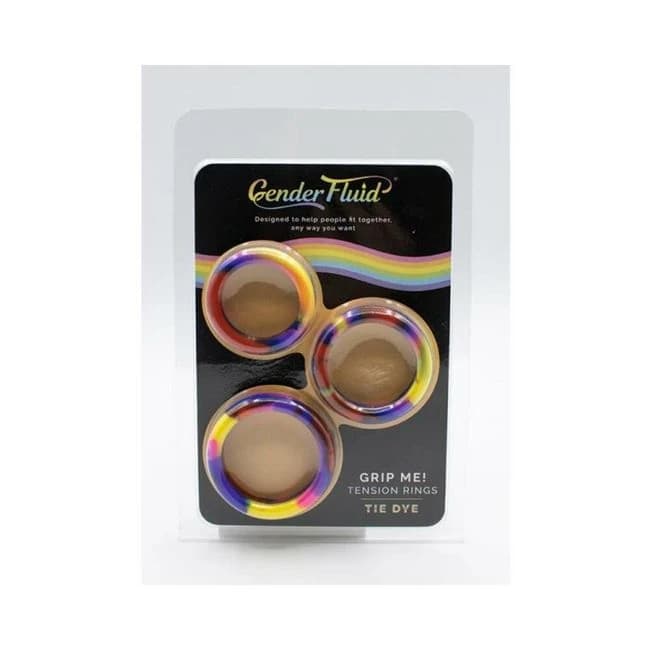 Gender Fluid Grip Me! Tension Ring Set of 3 Tie-Dye, image 1