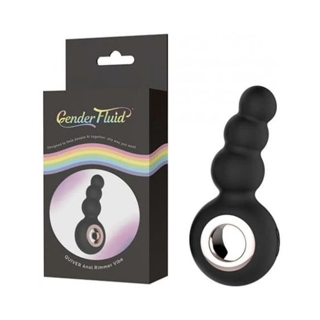 Gender Fluid Quiver Anal Ring Bead Vibe - Black, image 1