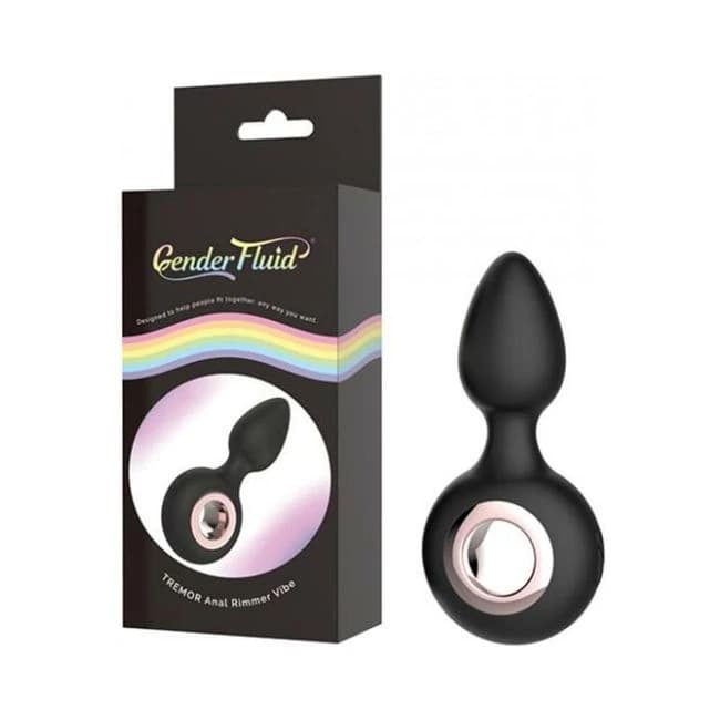 Gender Fluid Tremor Ring Plug Anal Vibe - Black, image 1