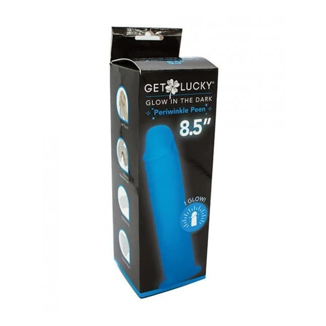 Get Lucky 8.5" Glow in the Dark Periwinkle Peen Dildo, image 1