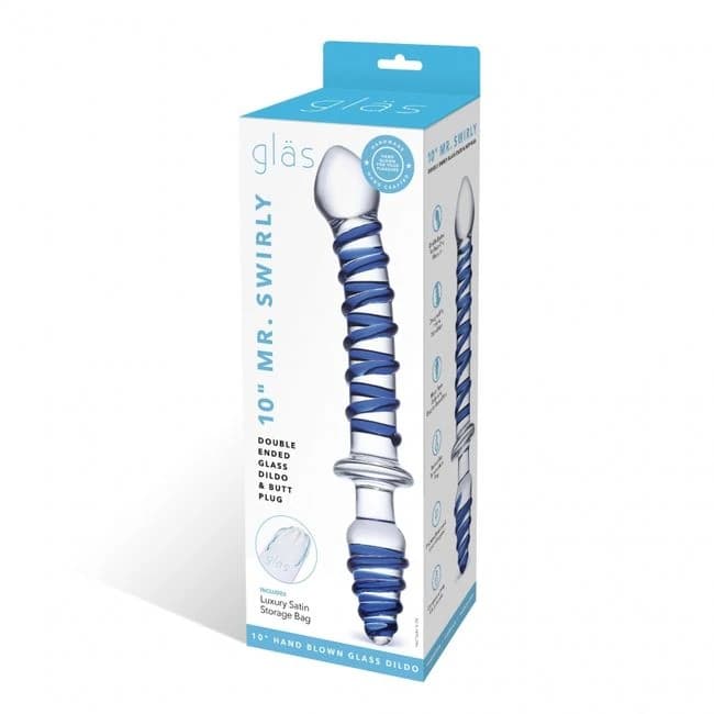 Glas 10 Mr Swirly Double Ended Glass Dildo & Butt Plug " - Image 1 Glas 10 Mr Swirly Double Ended Glass Dildo & Butt Plug " - Image 1