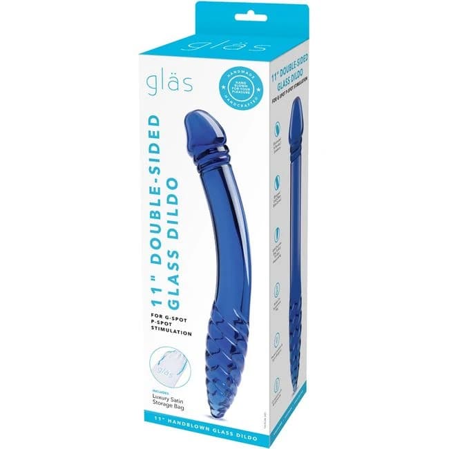 Glas 11in Double-Sided Glass Dildo W/ Handle Grip, image 1